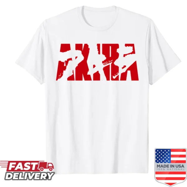 Minimalist Akira logo on a stylish t-shirt