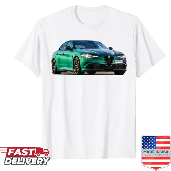 Minimalist shirt featuring an illustration of an Alfaromeo Greencar