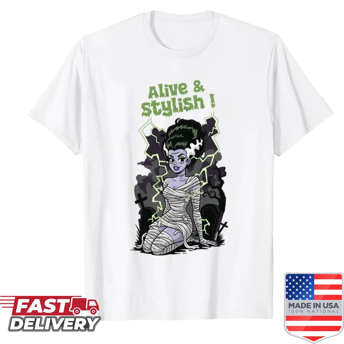 Minimalist T-shirt with 'Alive And Stylish' text
