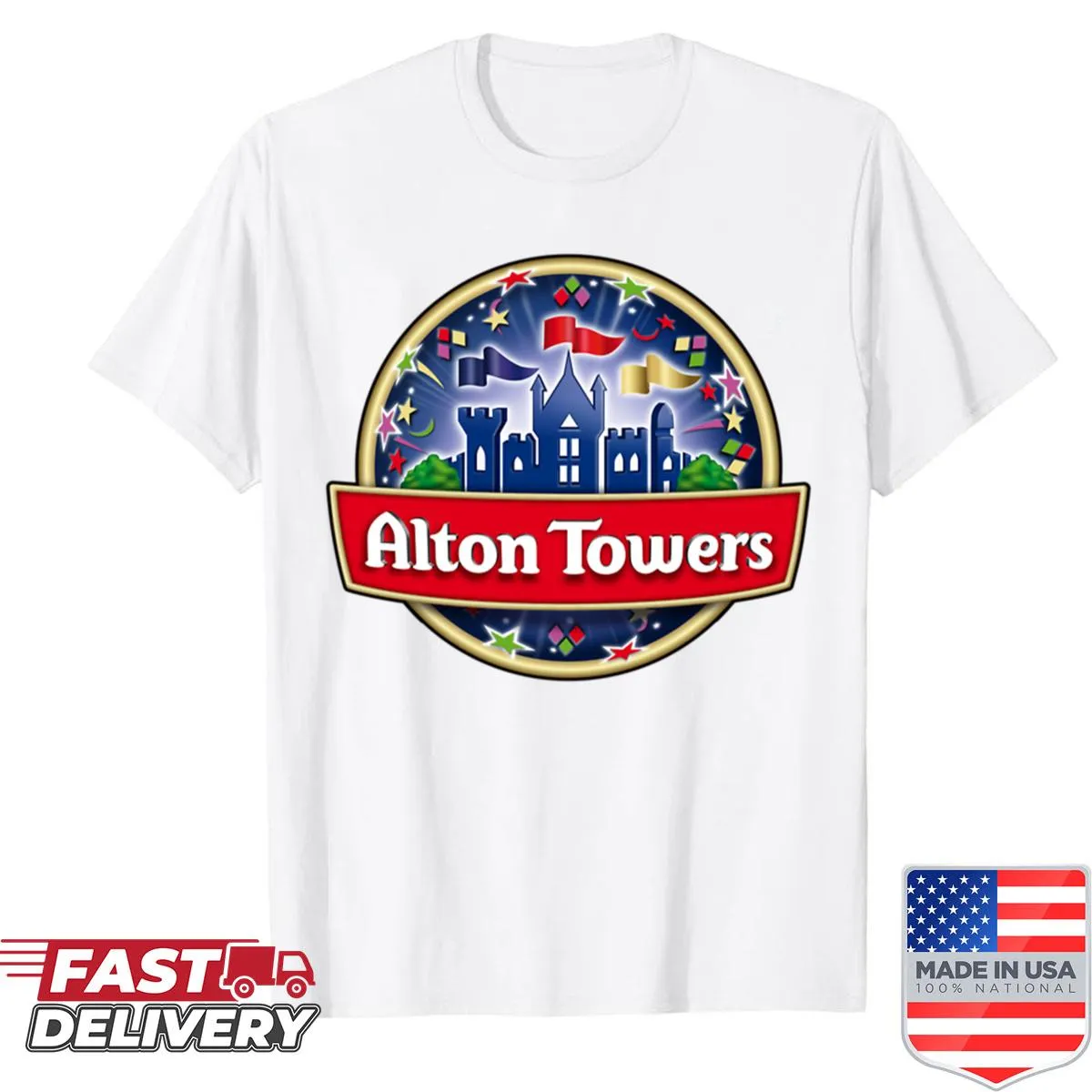Shirt featuring the Alton Towers theme park logo