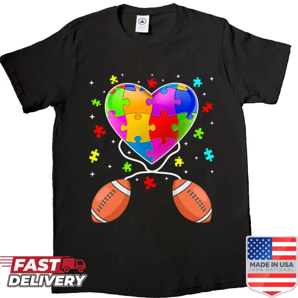 Rugby heart graphic promoting autism awareness on sport lover shirt