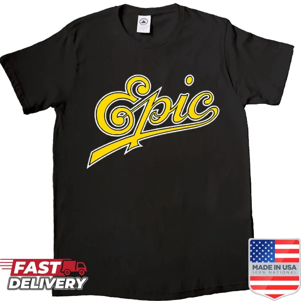 Shirt with bold text design stating 'An Epic Label'