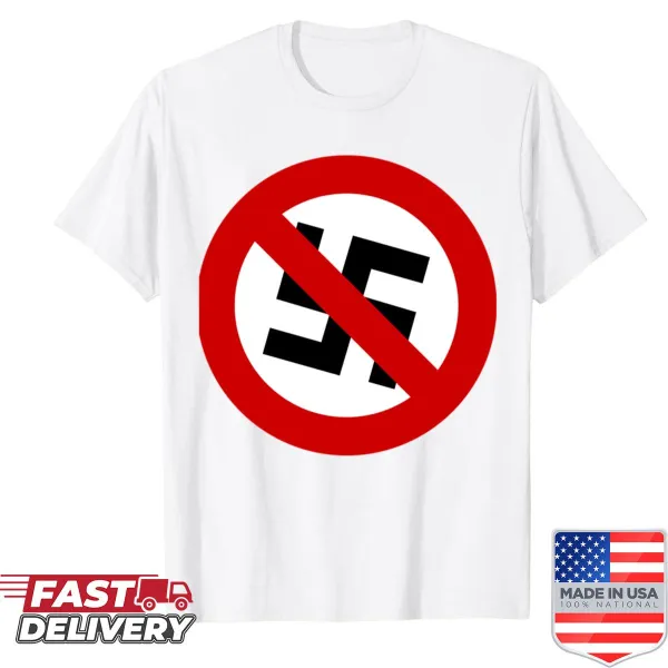 Shirt featuring a bold anti-Nazi graphic and message