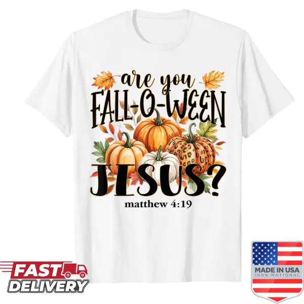 Funny autumn-themed shirt with pumpkins and playful text