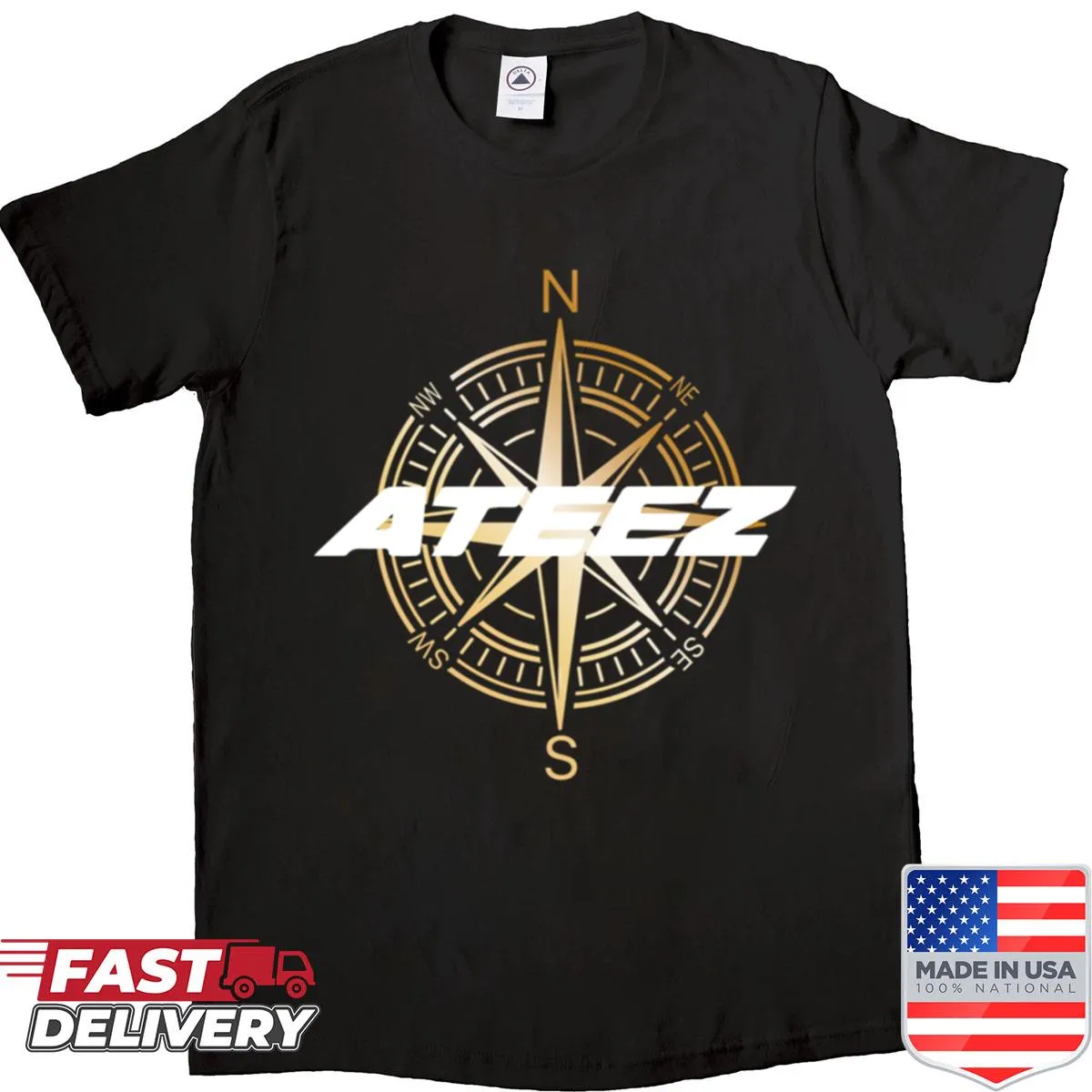 Minimalistic compass design shirt inspired by Ateez