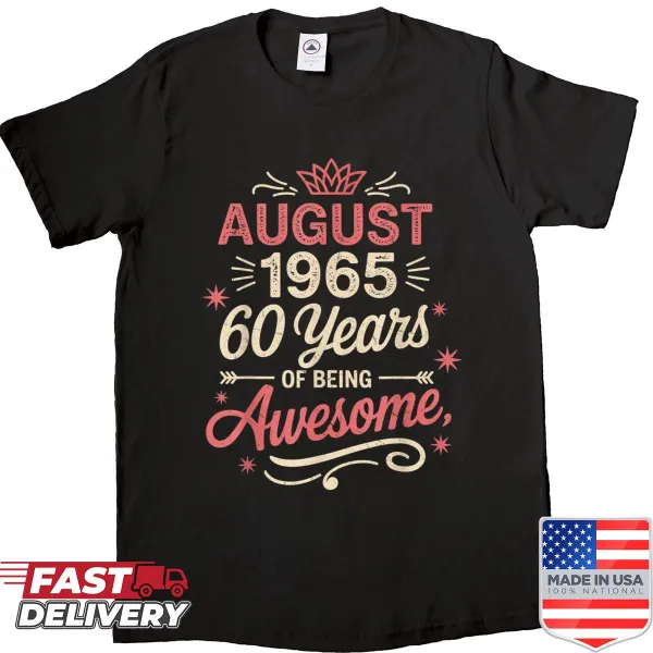 Birthday tee with '60 Years Of Being Awesome' in bold typography