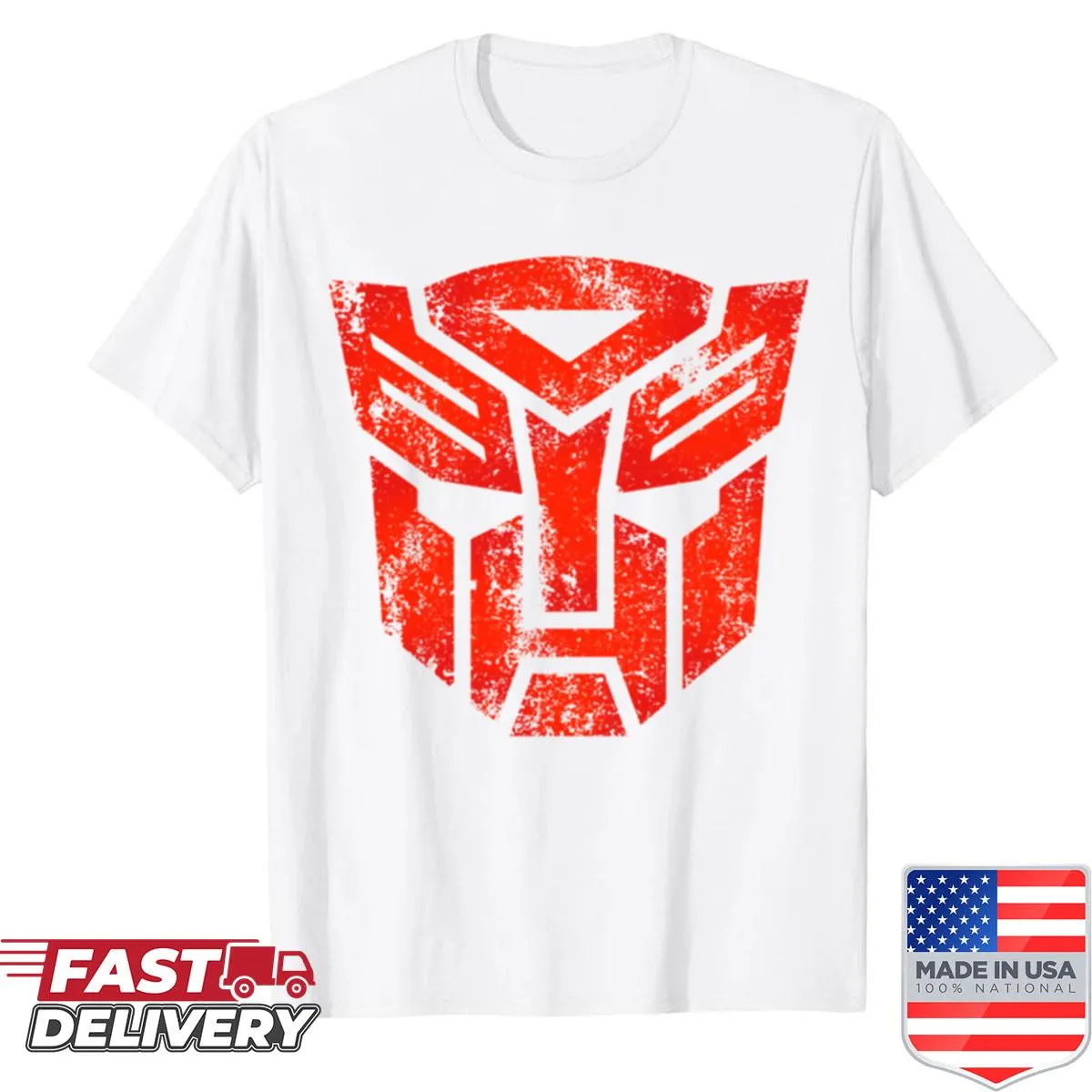 Distressed shirt featuring the Autobots logo