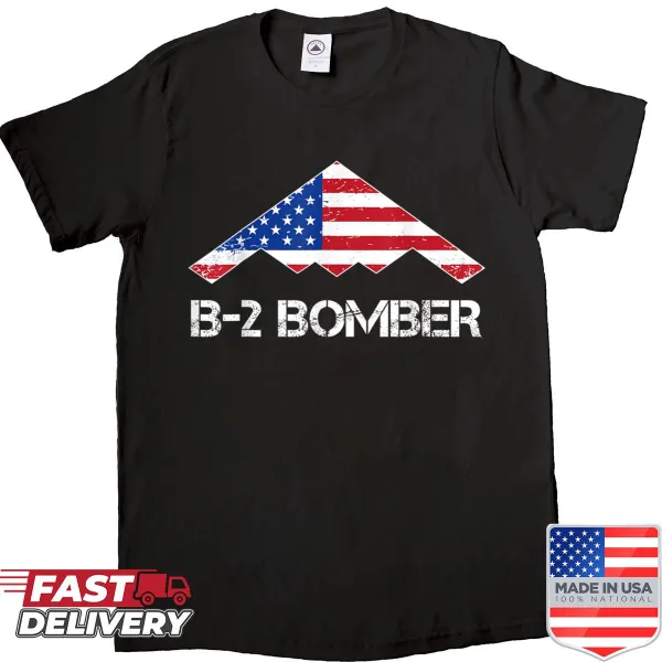 Illustration of B-2 Bomber with USA flag on a shirt