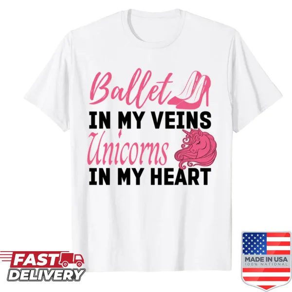Adorable shirt with ballet design and fantasy phrase for young dancers.