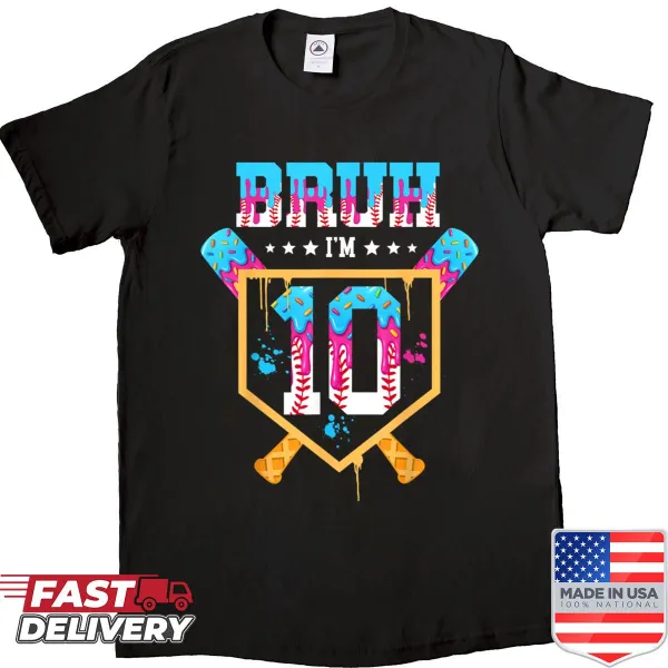 Ice cream and baseball themed shirt for a 10-year-old's birthday.