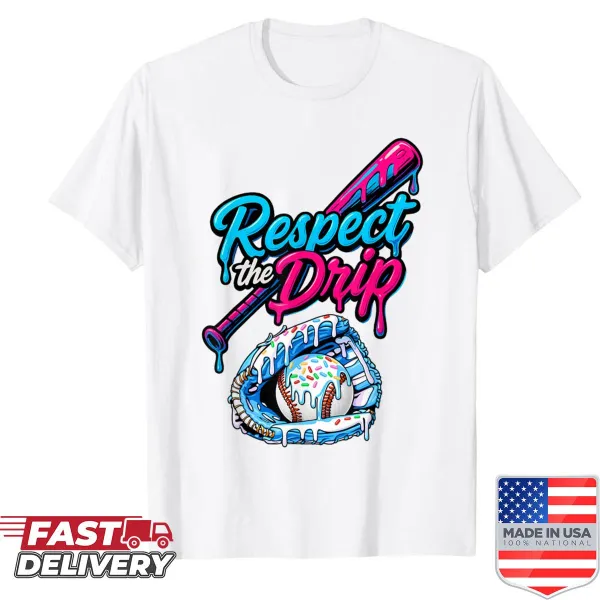 Youth shirt featuring a cartoon baseball glove with ice cream sprinkles design