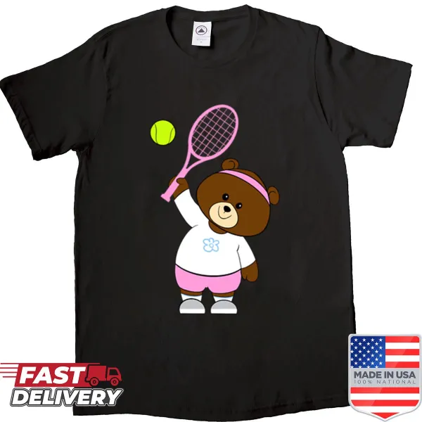 Humorous shirt featuring bears playing tennis in a fun graphic