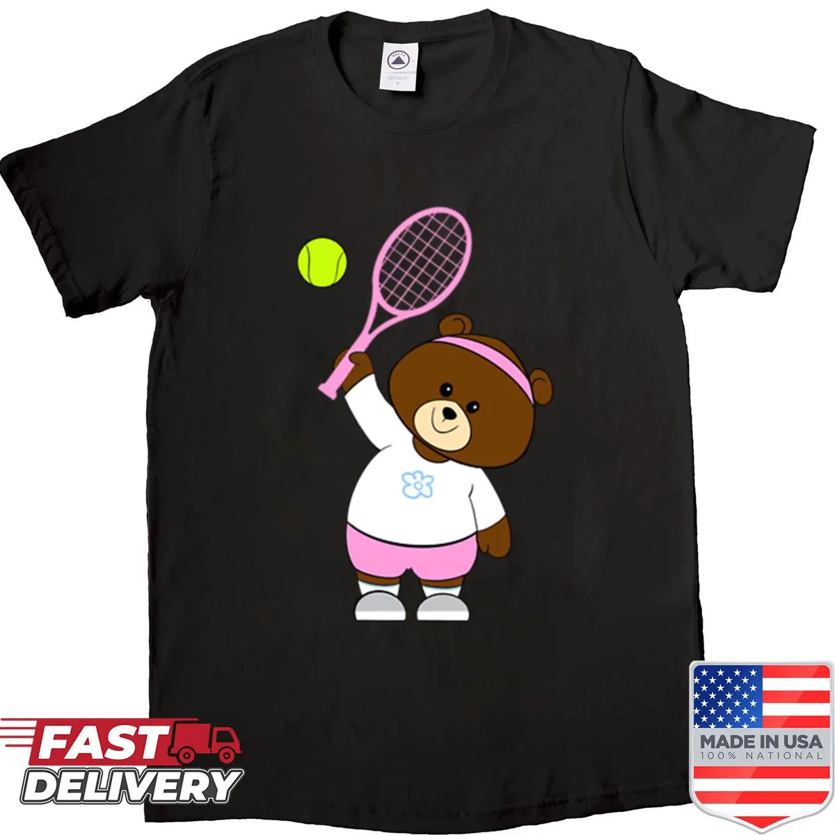 Humorous shirt featuring bears playing tennis in a fun graphic