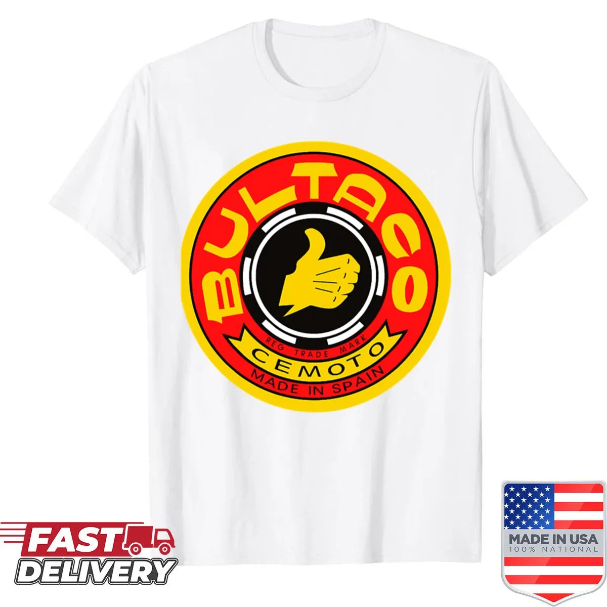 Shirt featuring the iconic Bultaco motorcycle logo.