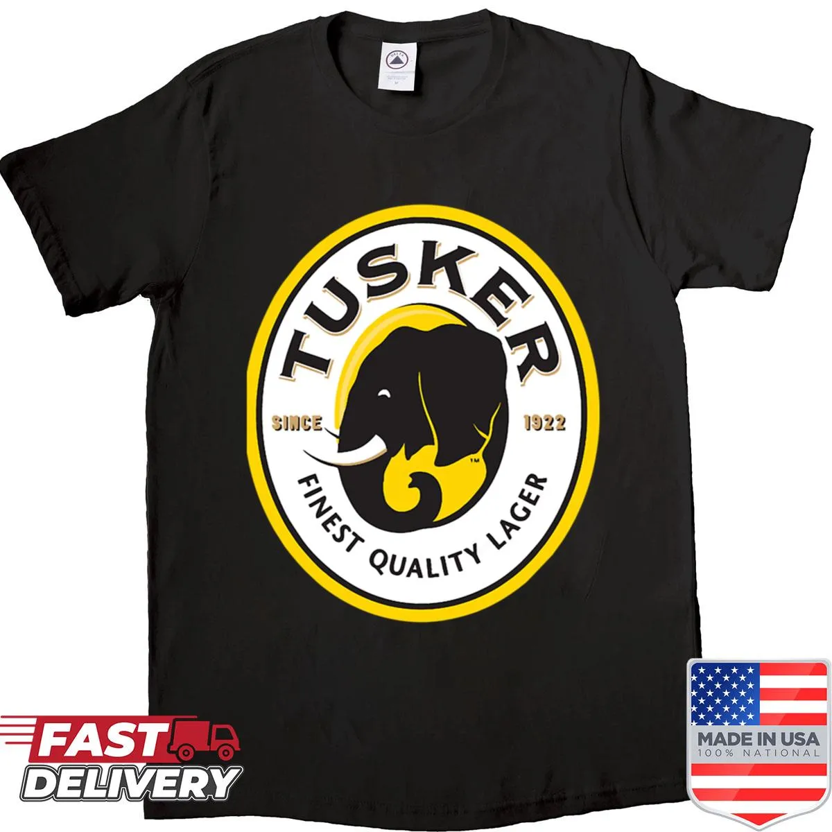 Tusker Lager logo T-shirt celebrating the beer brand