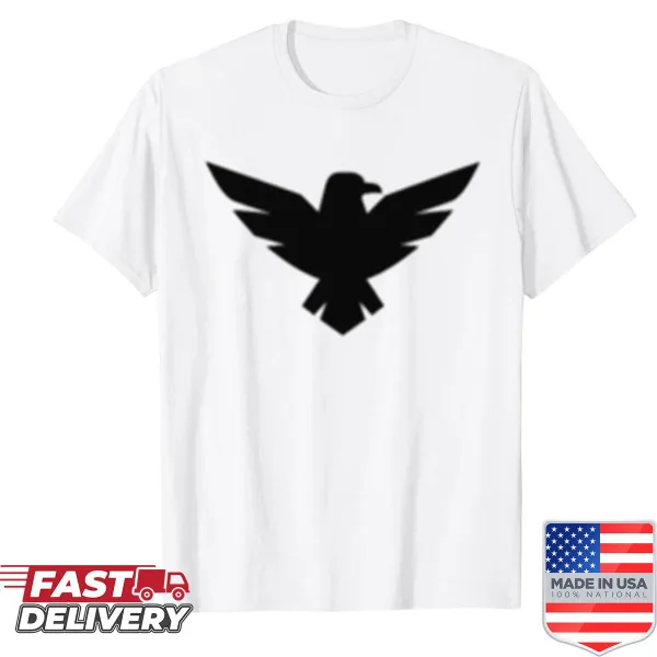 Bold black eagle logo graphic shirt