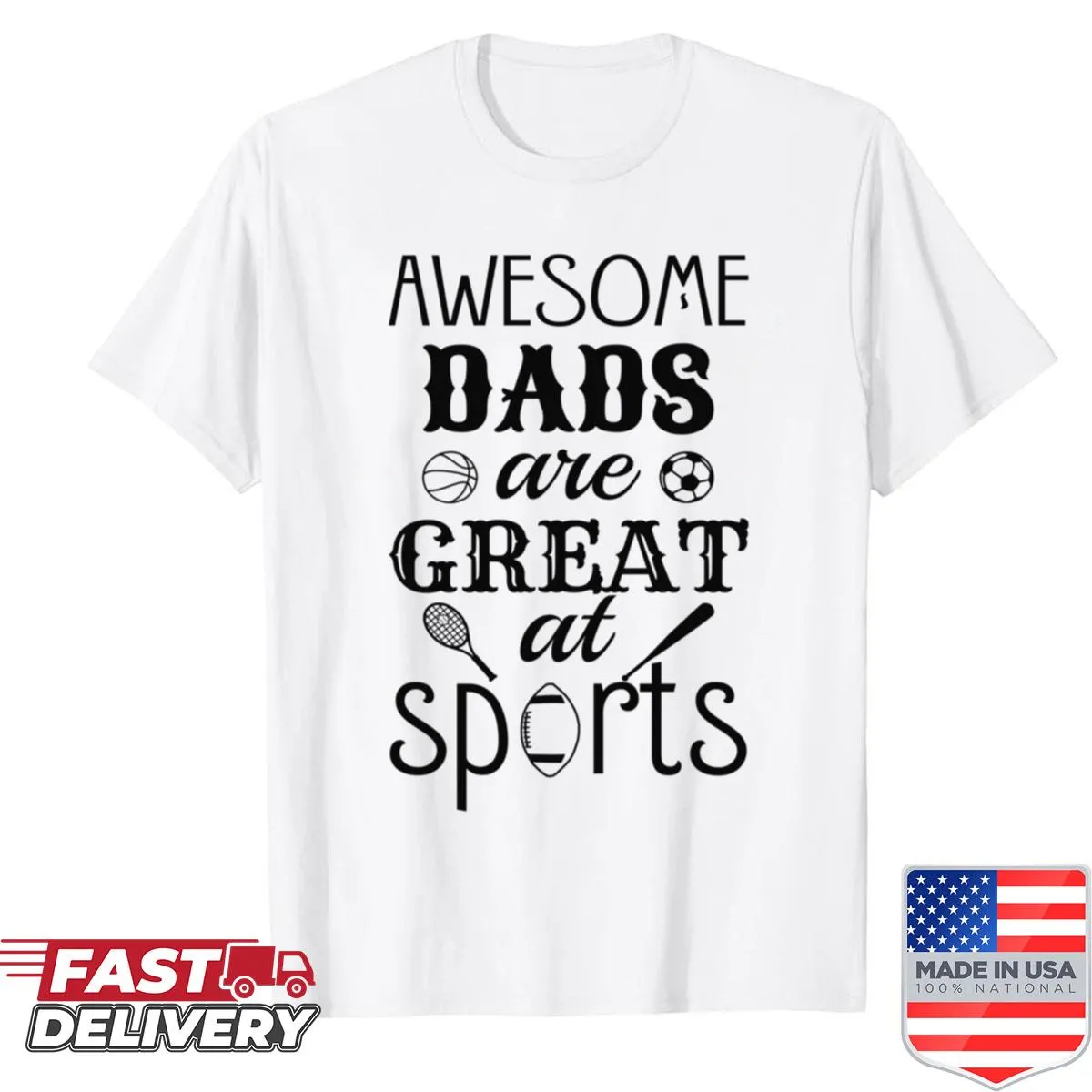 Bold typography celebrating awesome dads who love sports