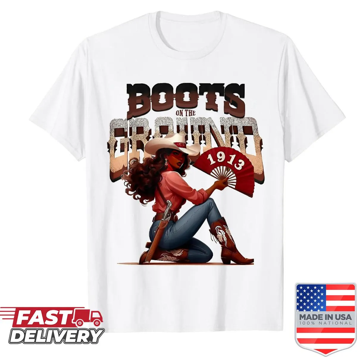 Playful cowboy shirt with 'Where Them Fans At' graphic
