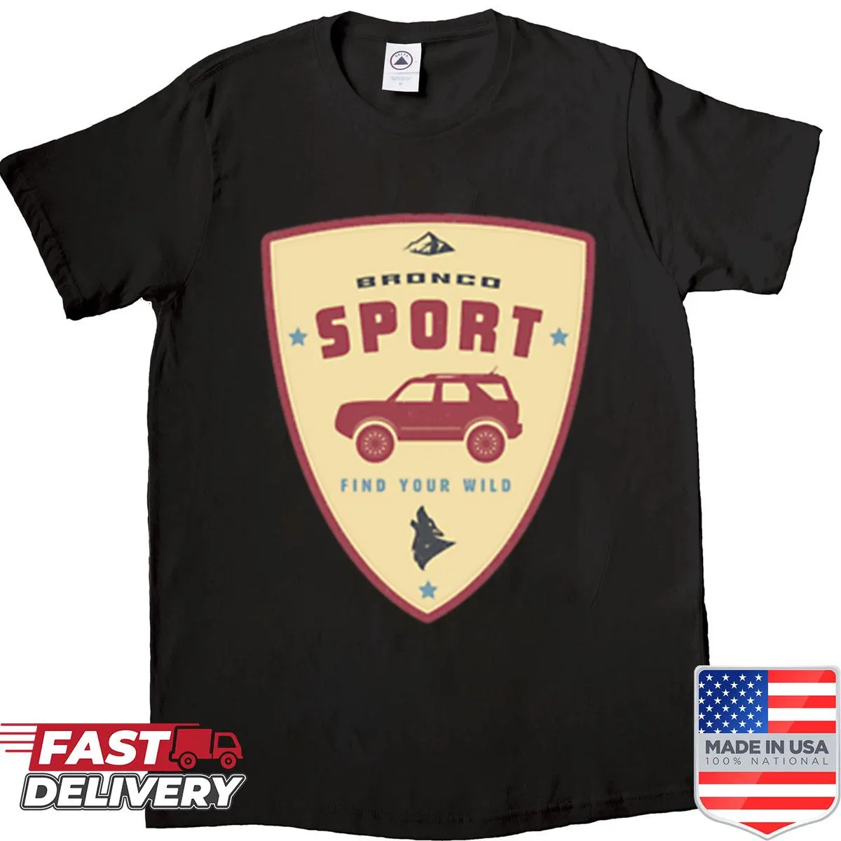 Bronco Sport Forum shield logo shirt featuring a bold emblem.