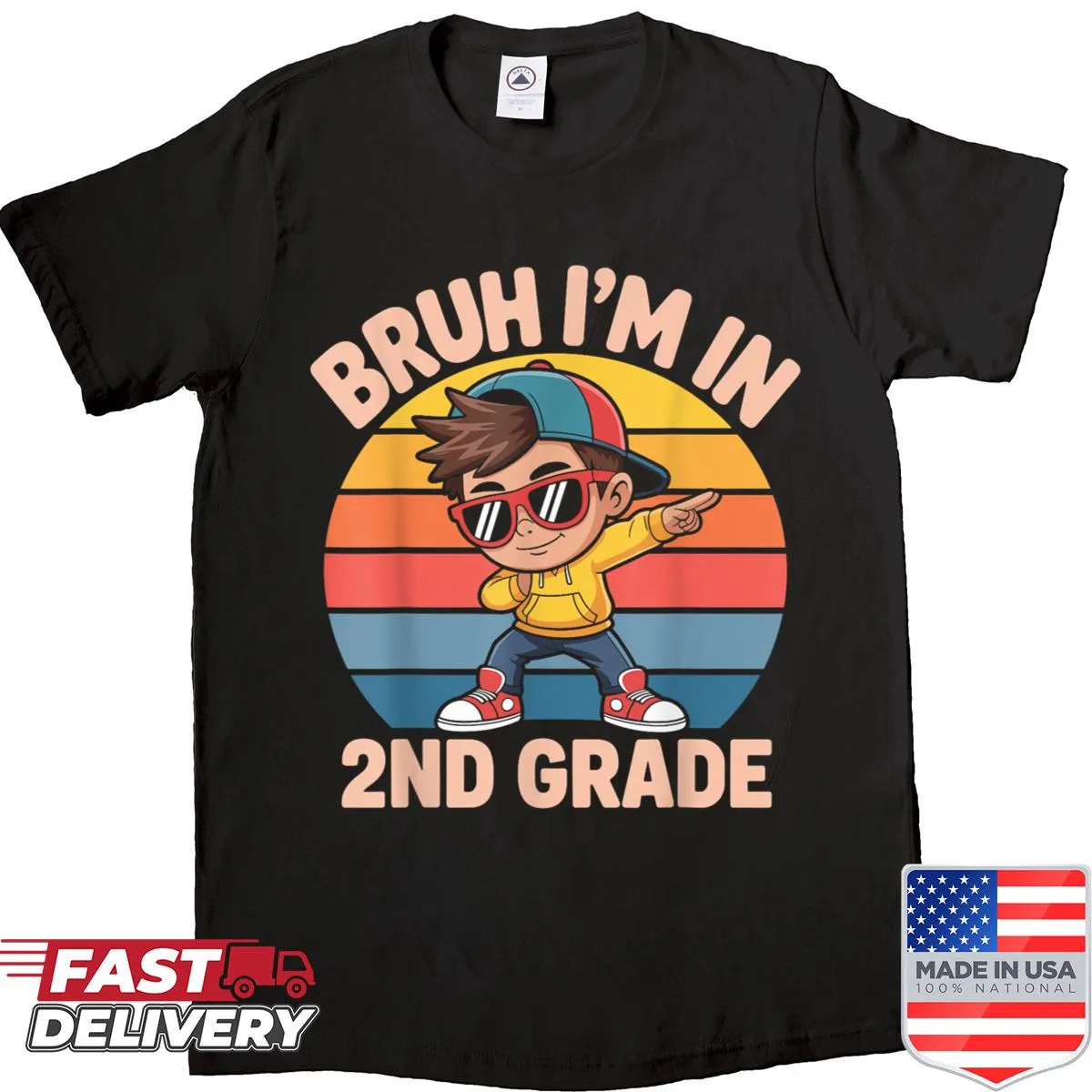 Vintage 2nd grade shirt with 'Bruh, I'm In 2nd Grade' text