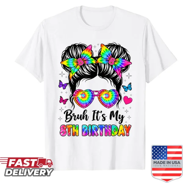 Humorous birthday graphic T-shirt for 8-year-old girls