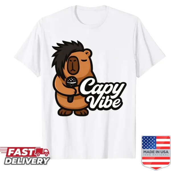 Playful capybara illustration on a logo T-shirt