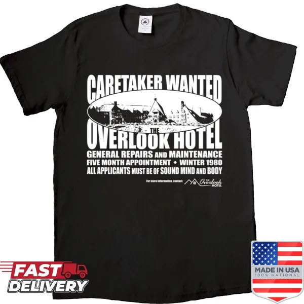 Caretaker Wanted shirt with bold white print
