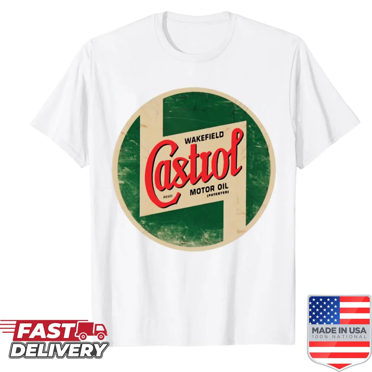 Vintage Castrol Oil logo graphic shirt for car enthusiasts