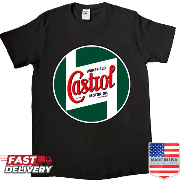 T-shirt featuring the iconic Castrol Racing logo for motorsport fans