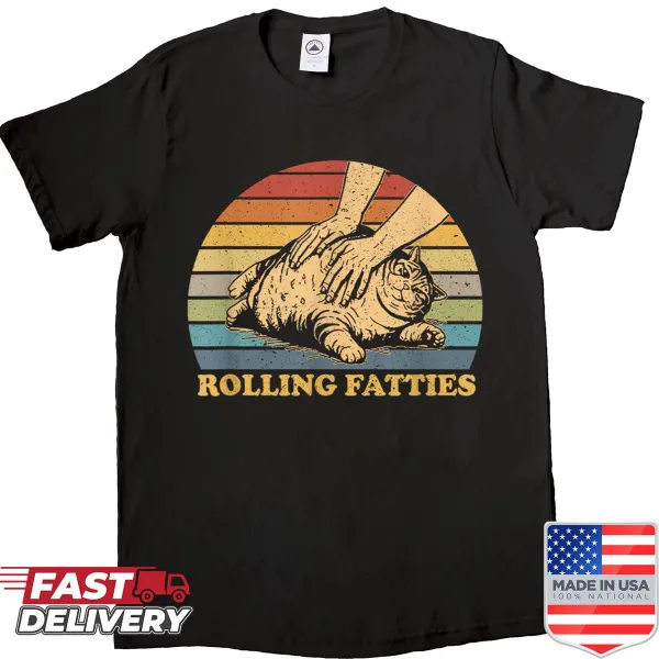 Vintage-style T-shirt featuring a humorous cat graphic