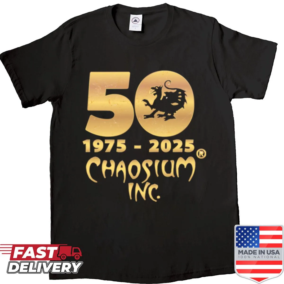Chaosium 50th anniversary logo graphic t-shirt