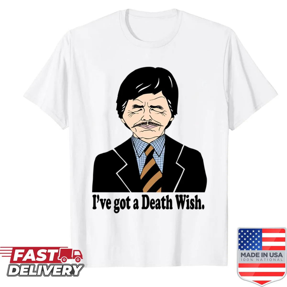 Fan art of Charles Bronson on a vintage-style shirt