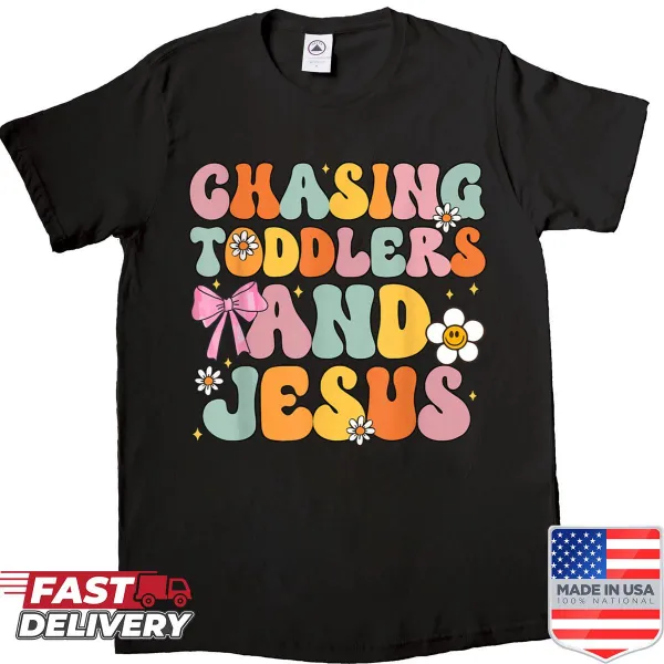 Cute Christian shirt with kids and faith illustration.
