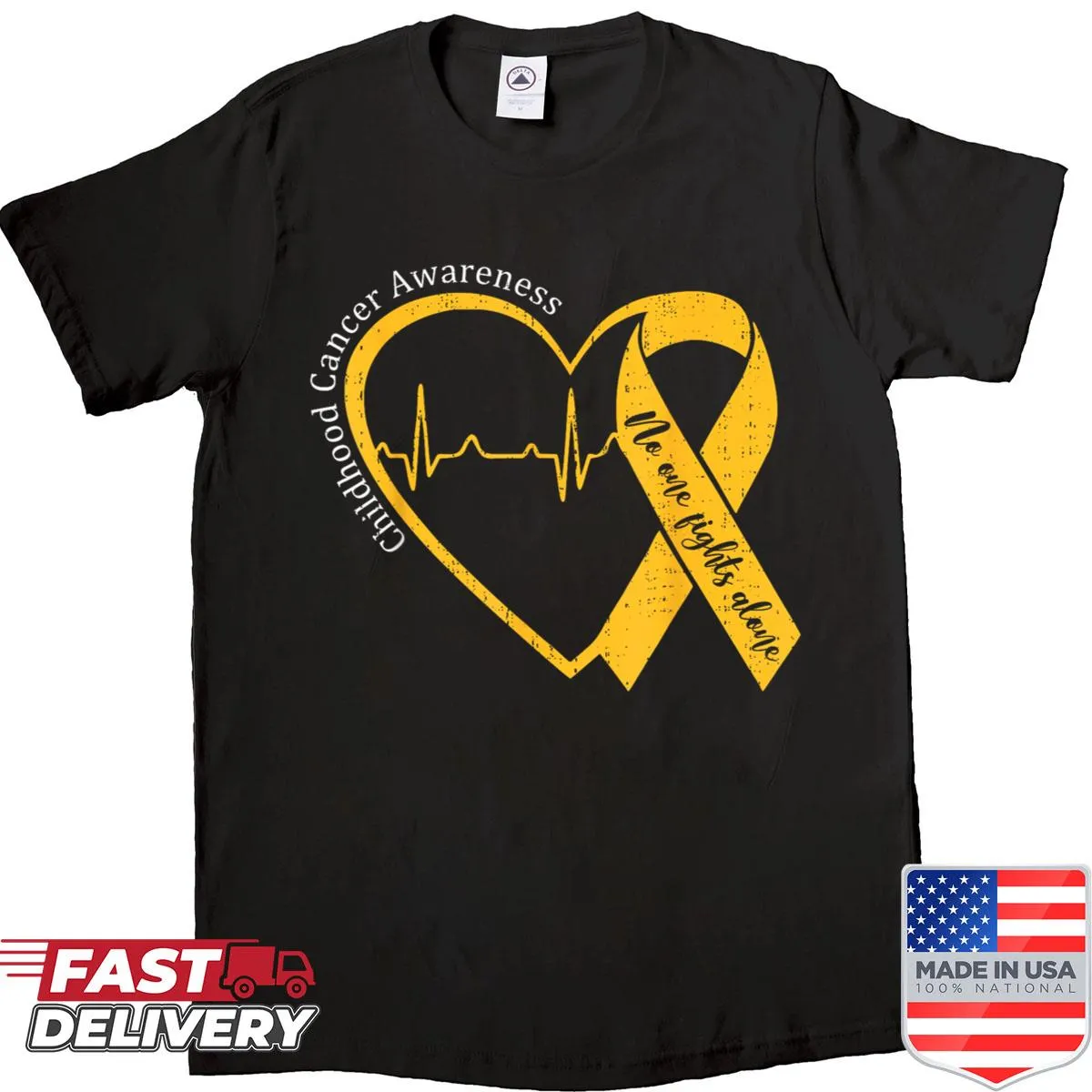 Gold ribbon graphic shirt for childhood cancer awareness