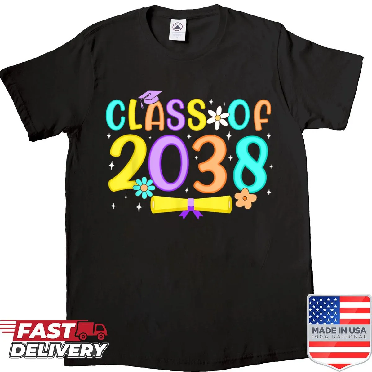 Illustrated shirt for moms celebrating Class of 2038