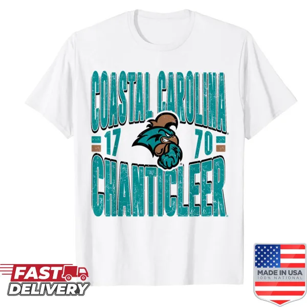 Vintage distressed Coastal Carolina Chanticleers graphic t-shirt.