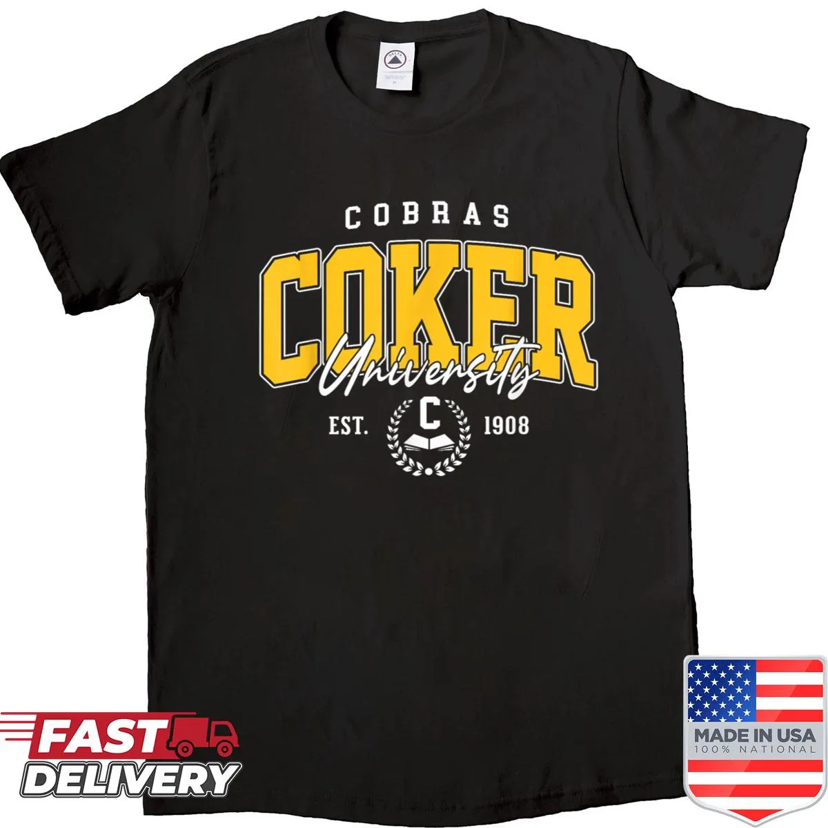 Vintage-style sports tee featuring the Coker Cobras logo.