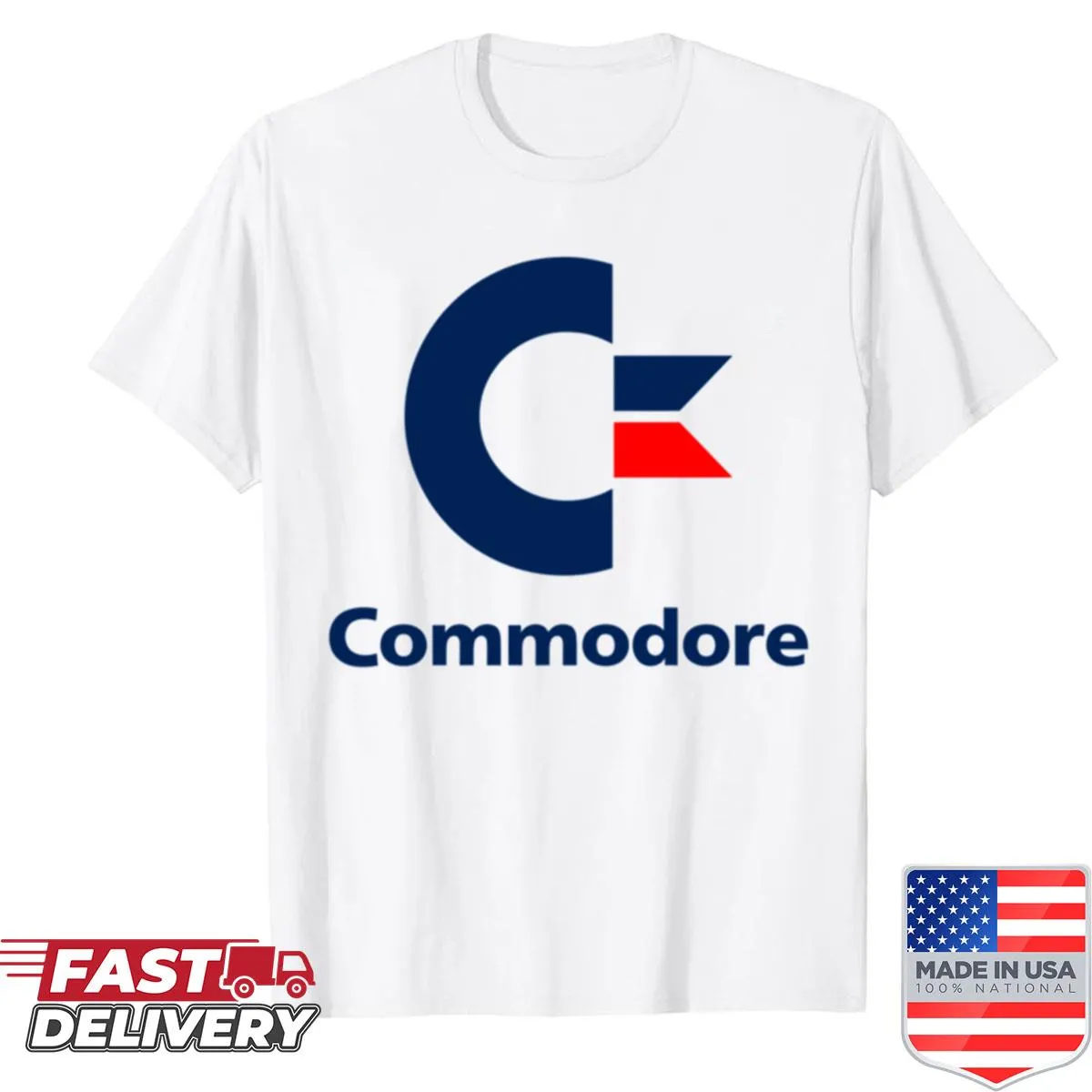 Shirt featuring the classic Commodore logo
