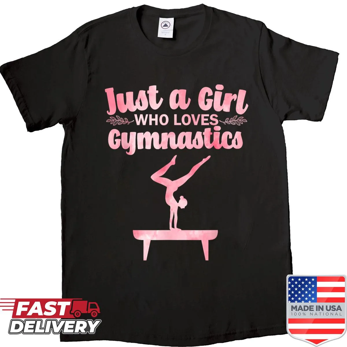 Playful gymnastics-themed t-shirt featuring artistic illustrations