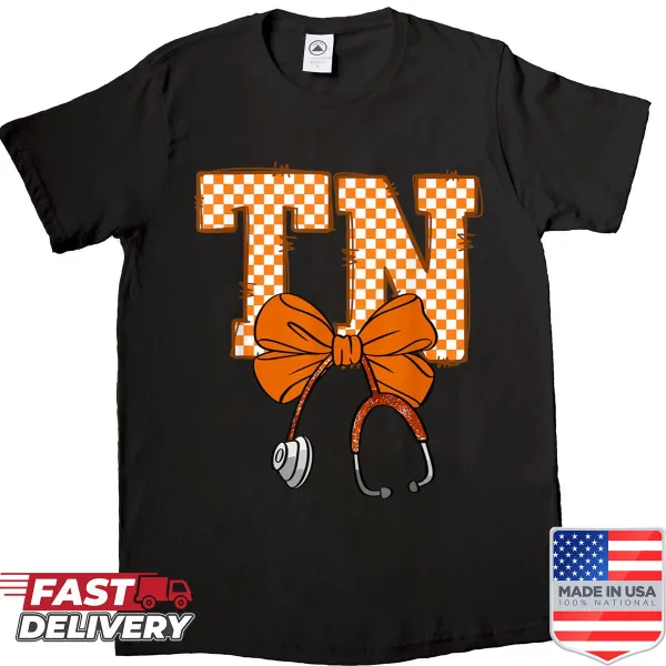 Cute nurse T-shirt with stethoscope and bow design