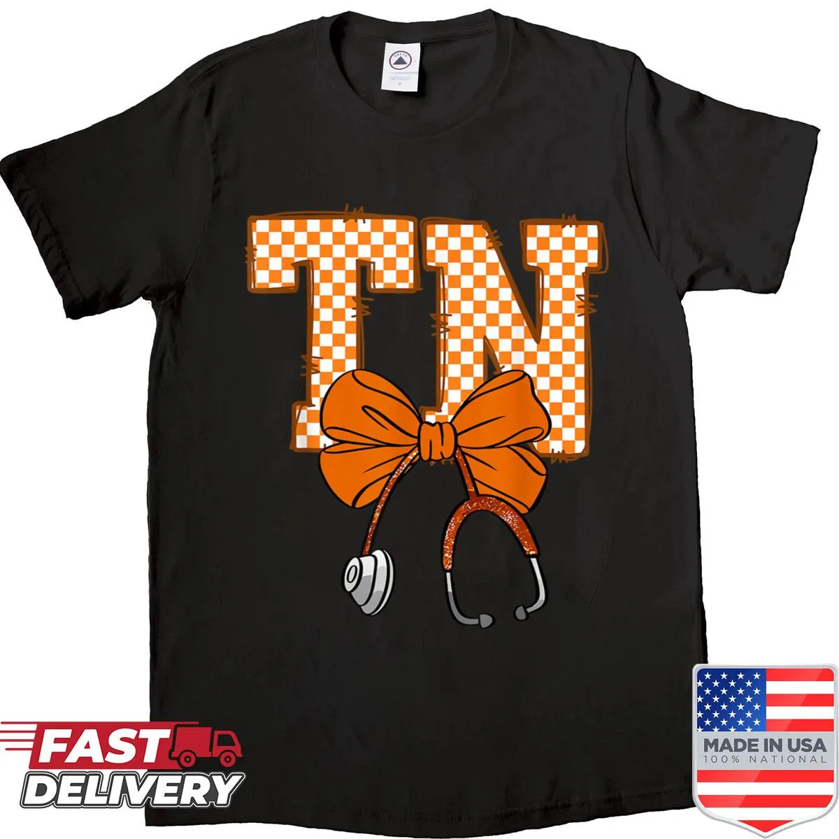 Cute nurse T-shirt with stethoscope and bow design