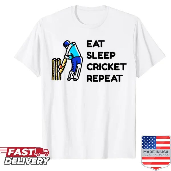 Shirt featuring playful cricket sport quotes in typography