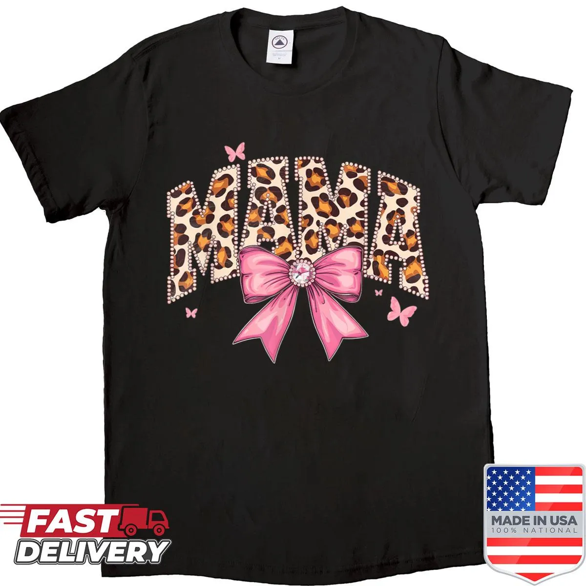 Cute matching mom shirt with leopard and floral design.