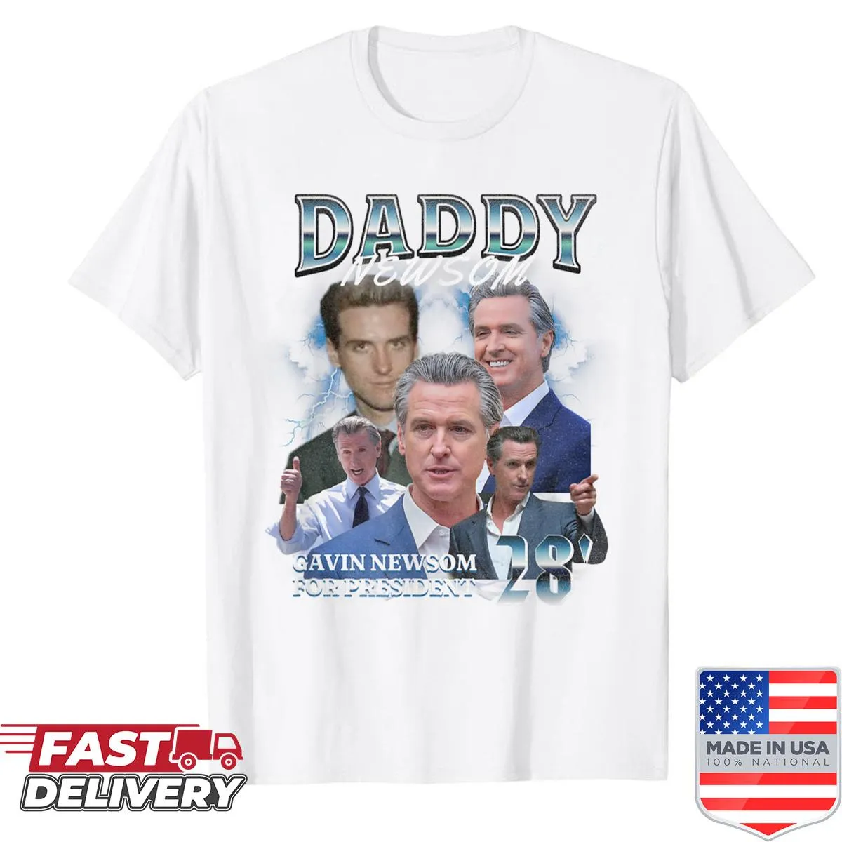 Bootleg-style shirt supporting Daddy Newsom for President 2028