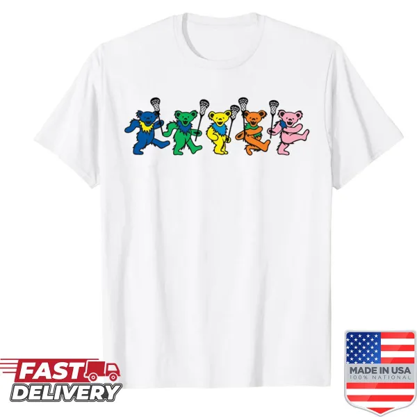 Playful T-shirt with dancing lacrosse bears graphic