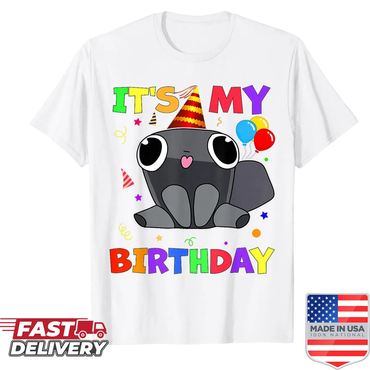 Cartoon pebble birthday decoration design on kids' shirt