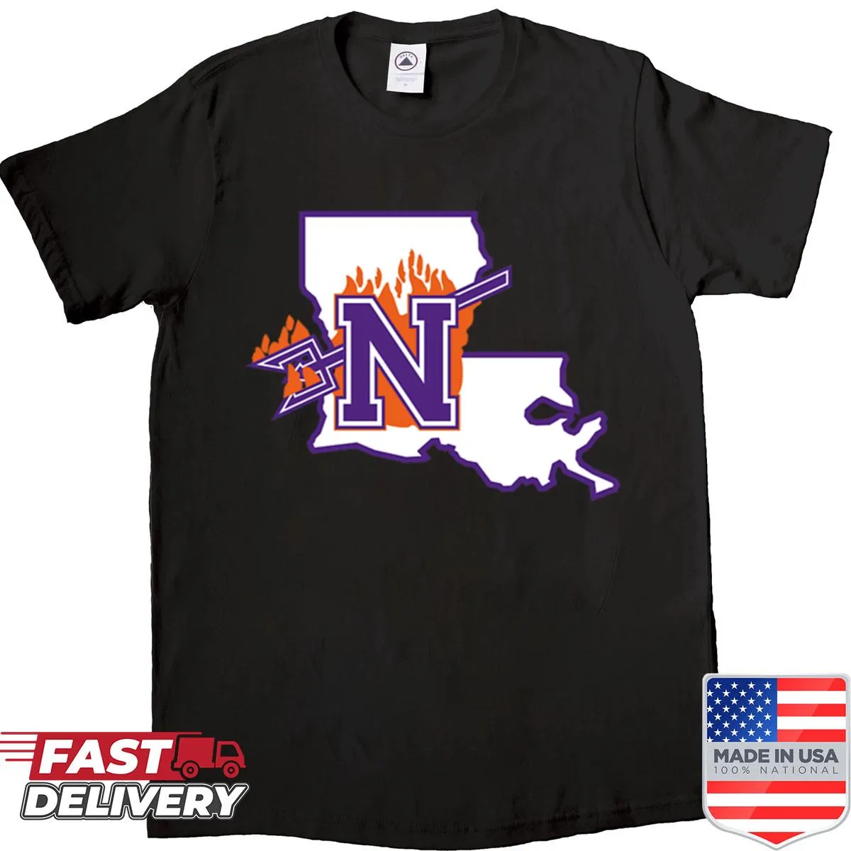 Stylized text reading 'Demons' and 'Northwestern State'