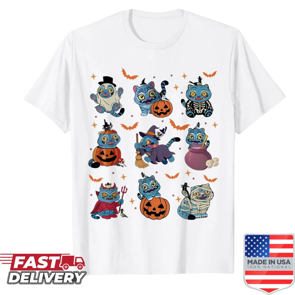 Cute Halloween design featuring a derpy tiger and a bird.