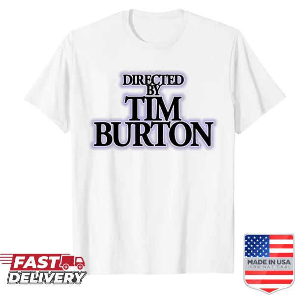 Tim Burton typography design on a casual t-shirt.