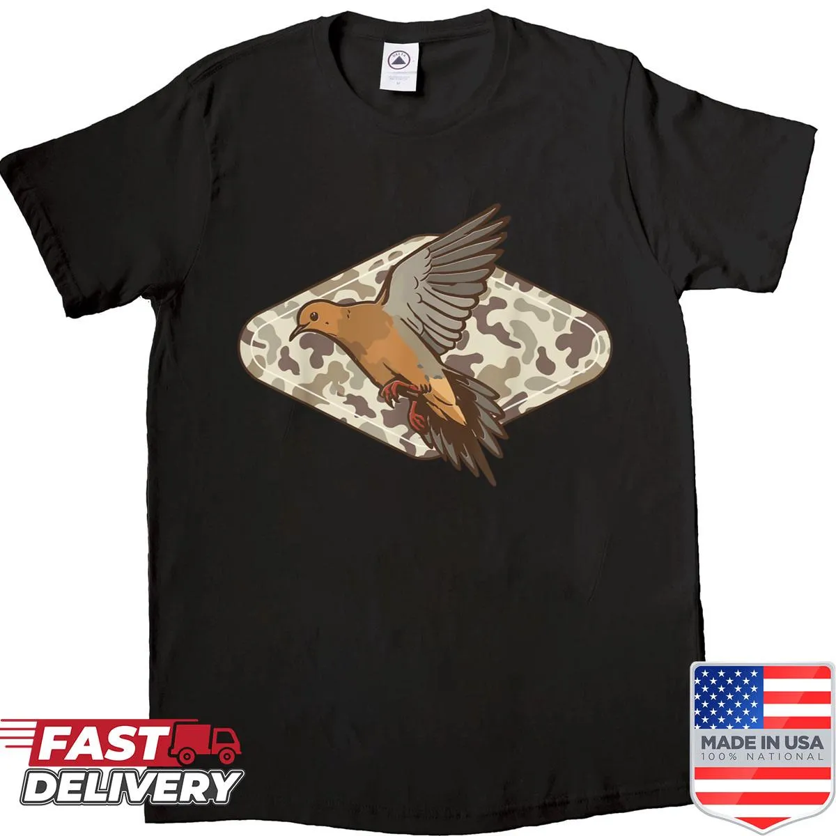 Camo dove hunting shirt for men featuring classic hunting design